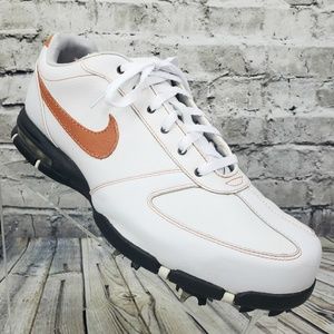 Men's NIKE Golf Shoes Size 8 W Wide Width White Beige Leather Classic 314909-181